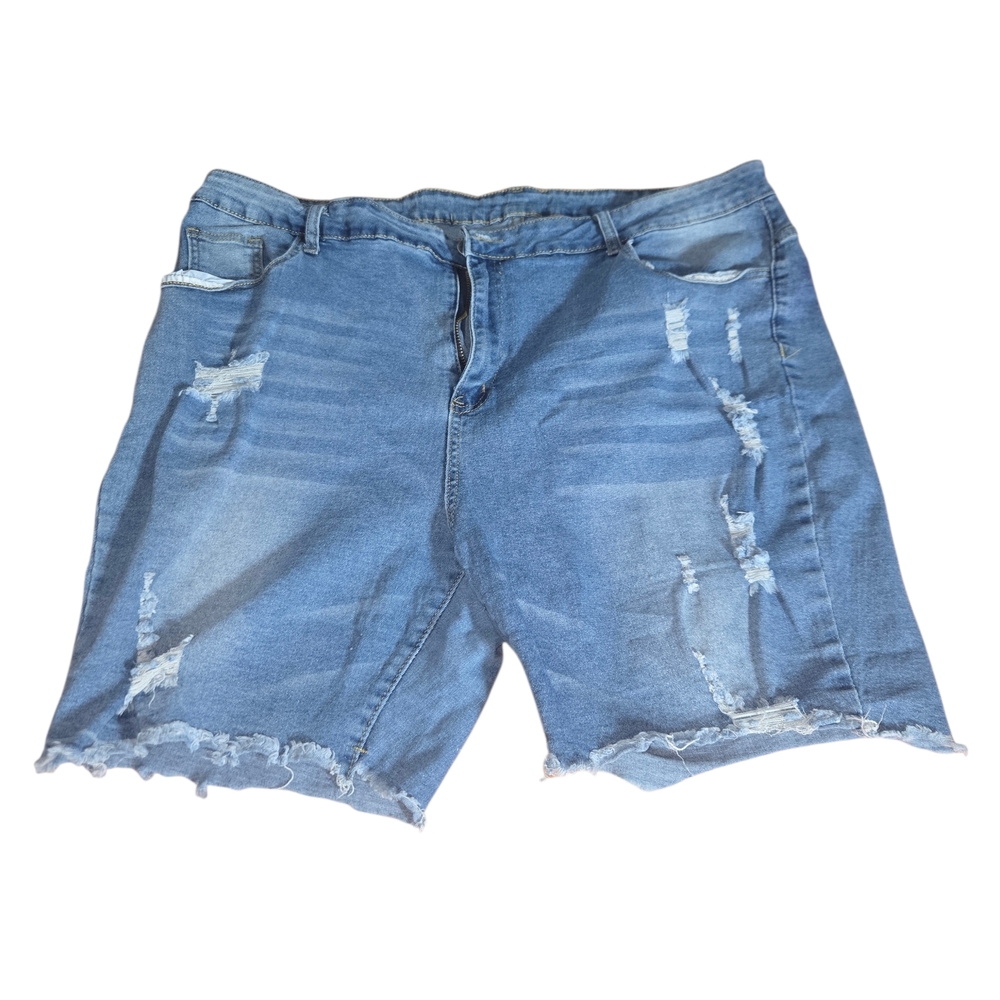 Distressed Blue Denim‎ Shorts